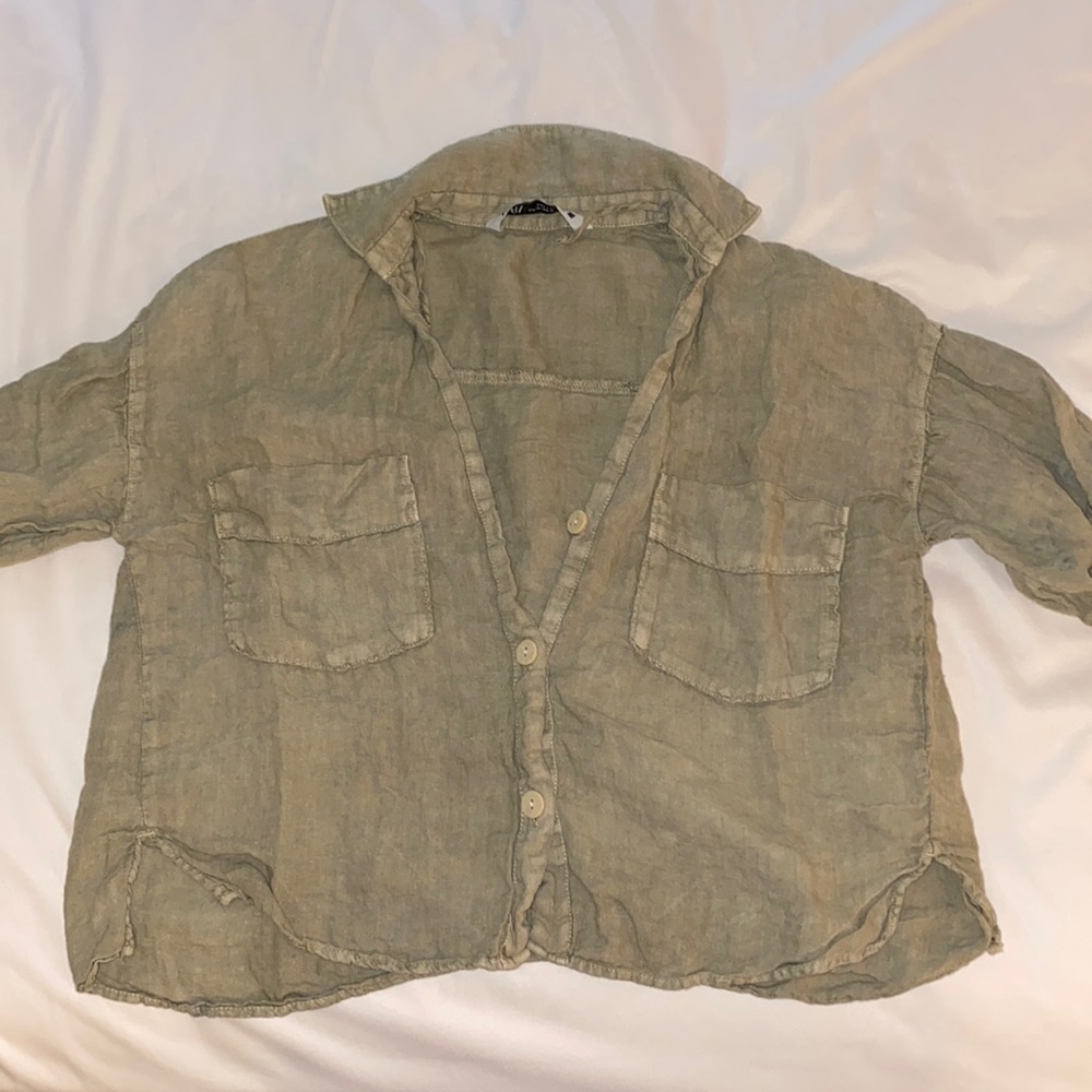 Zara Olive Button Down Shirt